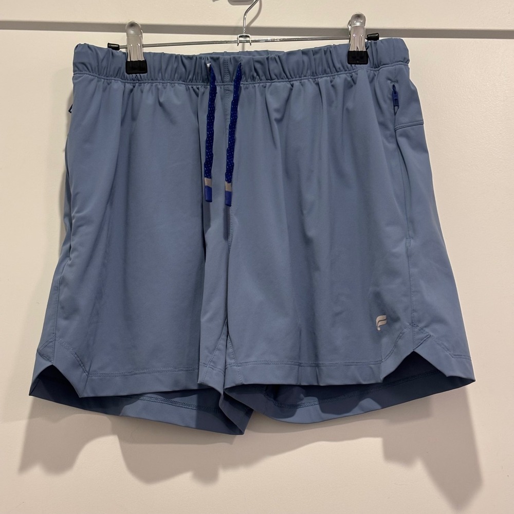 Fabletics Mens Blue Athletic Training Shorts Elastic Waist Zipper Pockets 5763